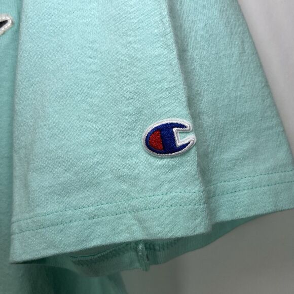 Champion T Shirt Mens Size XL Light Blue Big Patch Logo Short Sleeve EUC - Picture 4 of 11